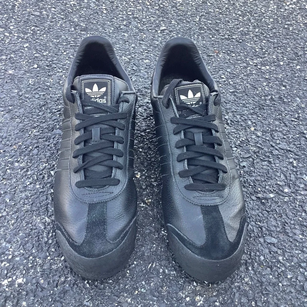 Adidas Samoa Mens Shoes Triple Black Leather Sneakers G22596 Size 13
